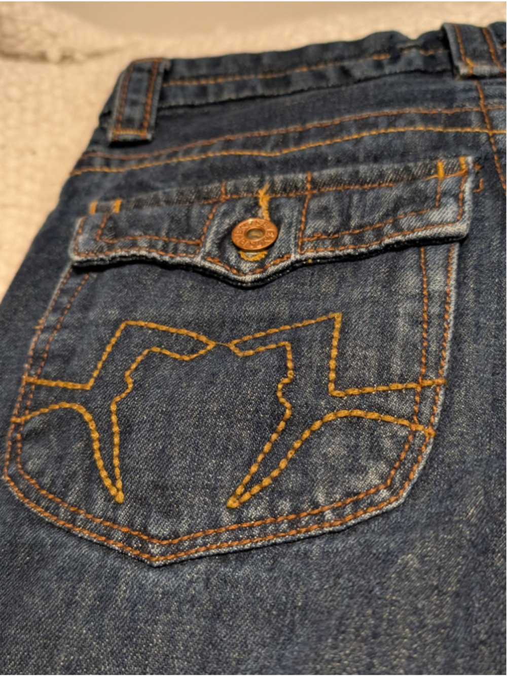 700 - Seven7 Y2K Dark Wash Bootcut Jeans Contrast Stitch 28/29 - Picture 9 of 13